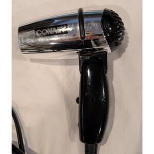 Conair 2 Speed Travel Blow Dryer Chrome Black Long Cord Black Carrying Case